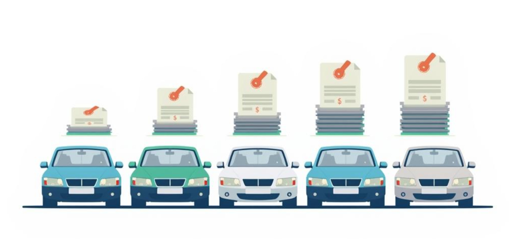 Mehrere Autos die als Vektorgrafik dargestellt werden